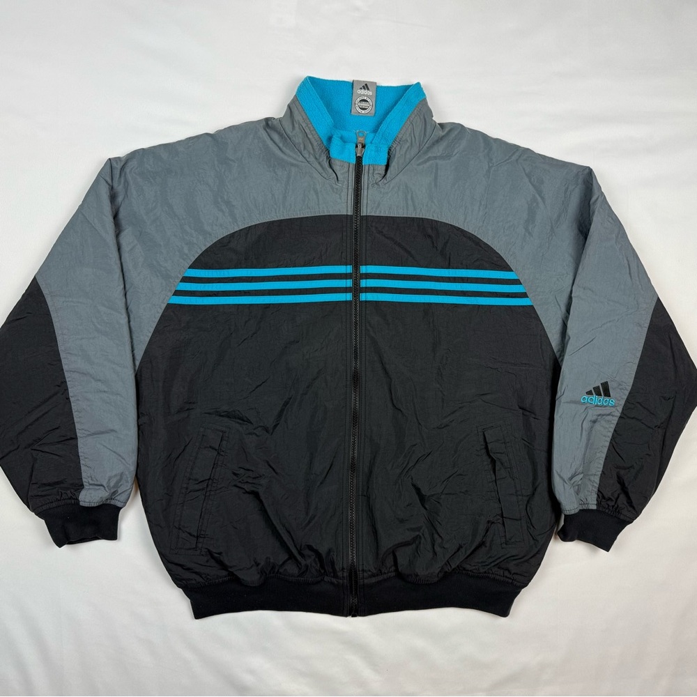 Vtg Adidas Mens Reversible Jacket Sz Medium 90s Y2K Full Zip A3